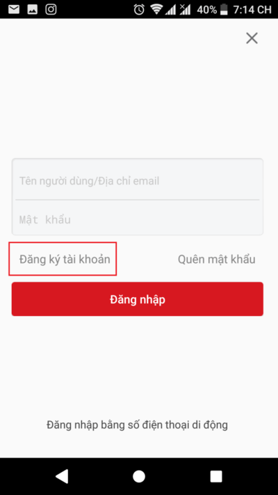 Đăng ký tài khoản