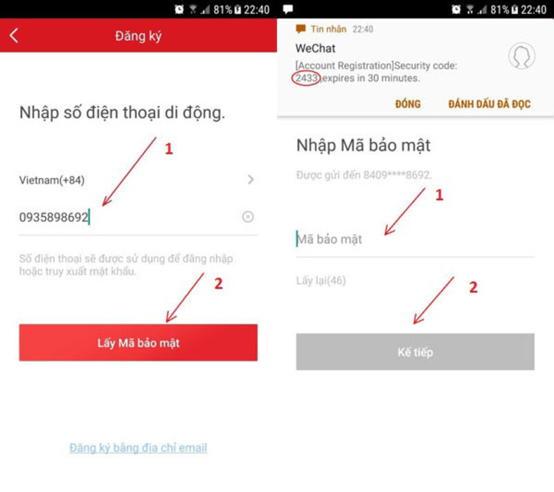 Lấy mã bảo mật