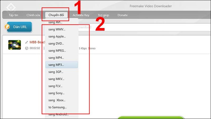 Chọn định dạng muốn chuyển