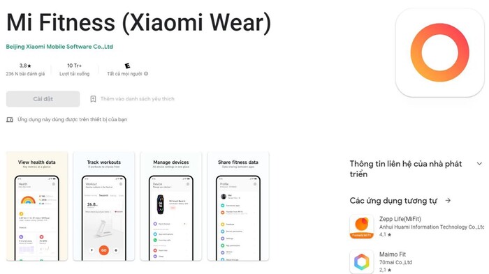 Những thông tin về ứng dụng Xiaomi Wear mới
