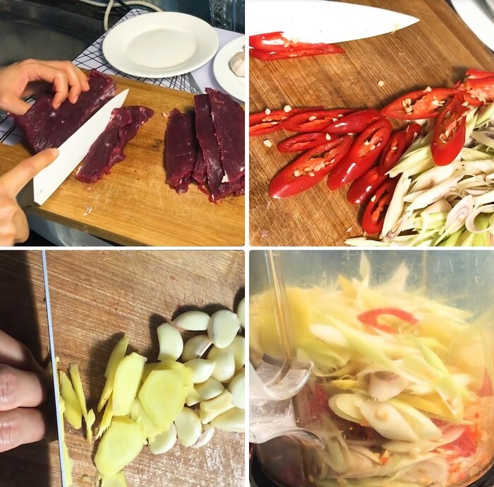 Sơ chế nguyên liệu ướp thịt