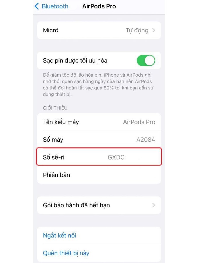cách check IMEI AirPods