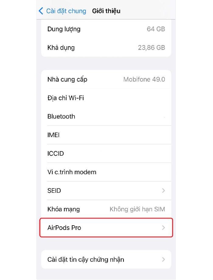 cách check IMEI AirPods