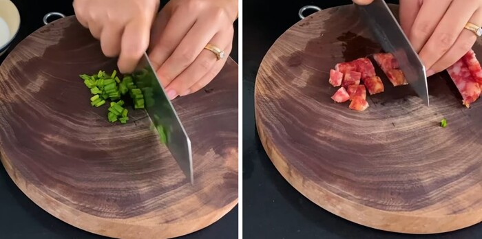 Sơ chế lạp xưởng cùng hành lá