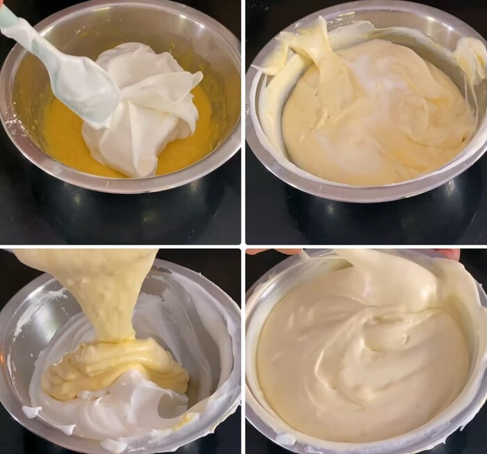 Trộn bột với lòng trắng trứng