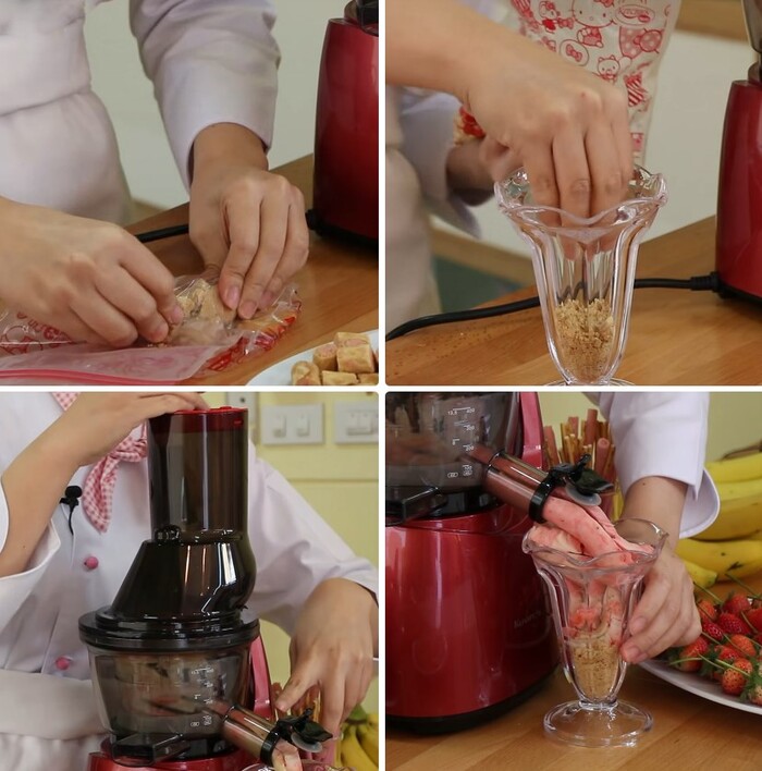 Ép các nguyên liệu để tạo thành kem