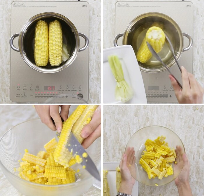 Luộc và sơ chế ngô