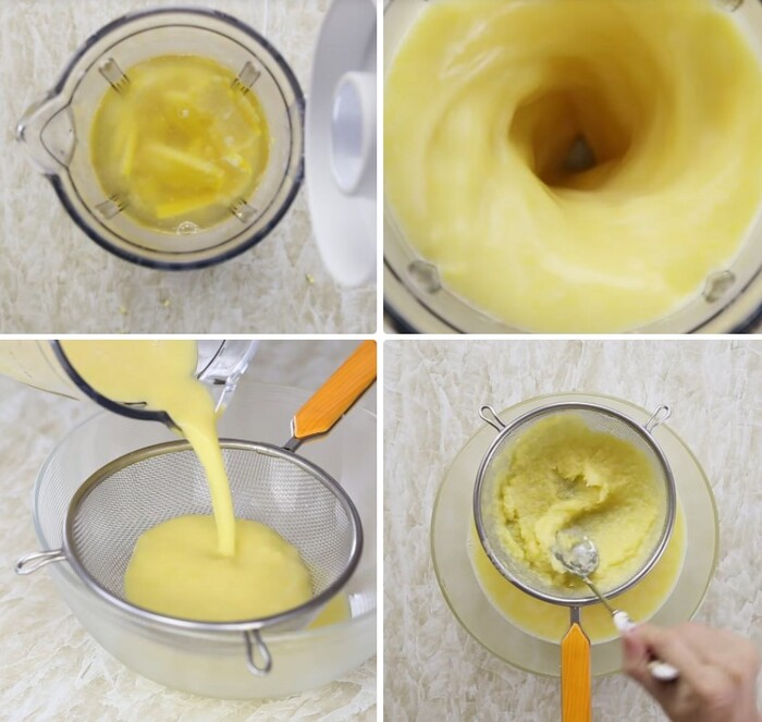 Sử dụng máy xay sinh tố để xay thịt ngô và nước luộc ngô