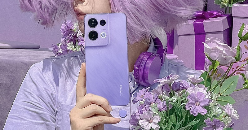Cận cảnh OPPO Reno8 màu Tím Iris