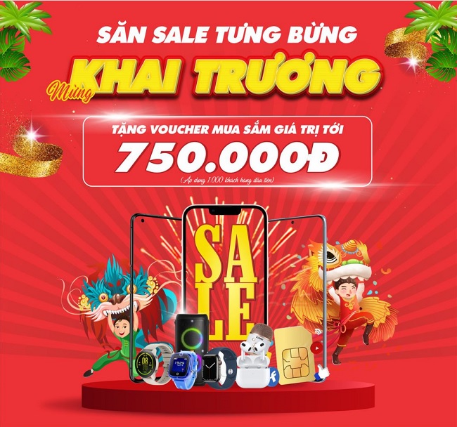 Săn sale tưng bừng mừng khai trương siêu thị Viettel Store tại Tiền Giang tặng voucher mua sắm giá trị tới 750.000đ