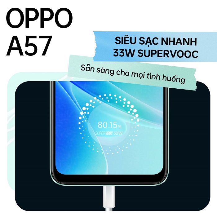 A57 được tích hợp sạc nhanh 33W