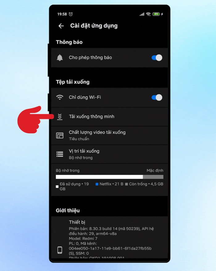 Bật tính năng “Tải xuống thông minh”