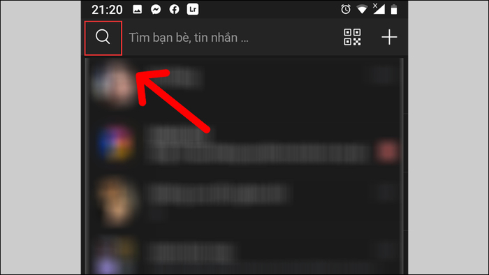 Nhấp vàobiểu tượng hình kính lúp để mở mục tìm kiếm