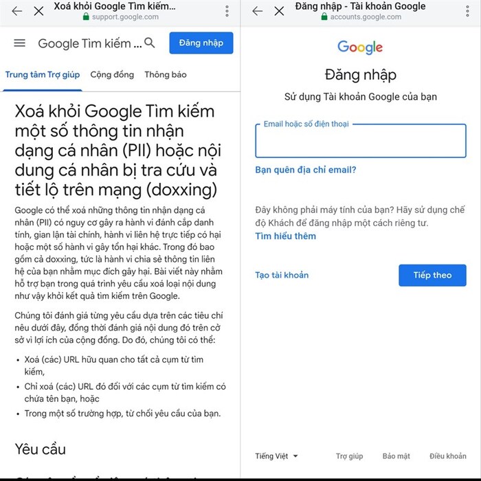 Sử dụng tài khoản Google bạn cần xóa thông tin để đăng nhập