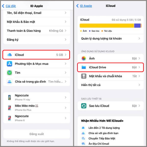 Chọn iCloud Drive