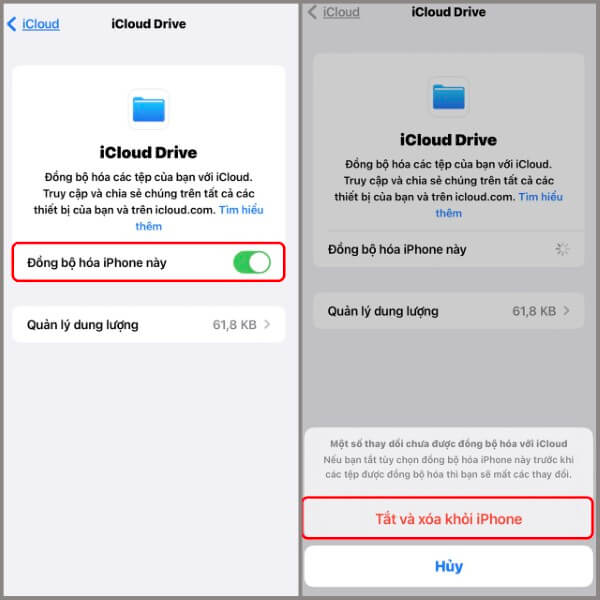 Chọn Tắt và xoá khỏi iPhone