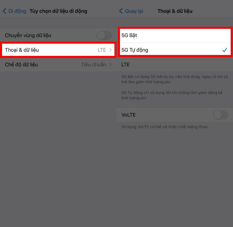 Cách bật 5G trên điện thoại iPhone 14.