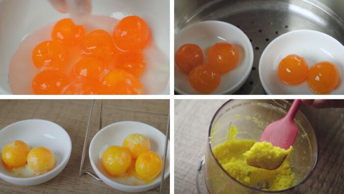 Sơ chế lòng đỏ trứng muối sống