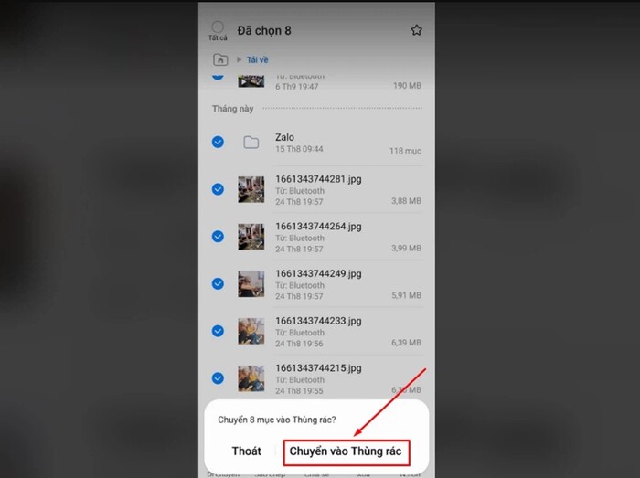 Chuyển vào thùng rác và hoàn thành