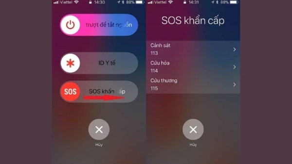 Chạm vào tùy chọn Emergency Call