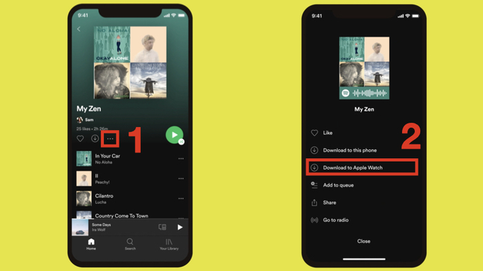 Chọn Download to Apple Watch để tải nhạc về Apple Watch