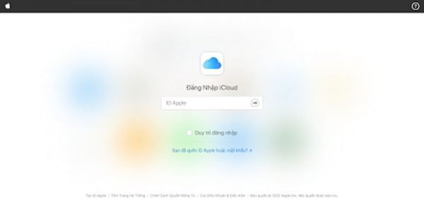 Đăng nhập tài khoản iCloud của bạn để tiến hành lấy lại mật khẩu iPhone