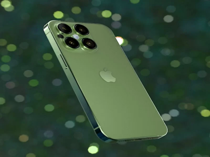 iPhone 14 đẹp lung linh trong concept màu xanh lá cây