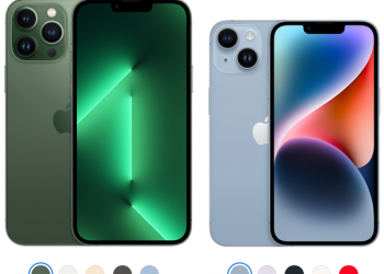 iPhone 13 Pro Max (bên trái) cho hình ảnh hiển thị to hơn, rõ ràng hơn so với iPhone 14 (bên phải)