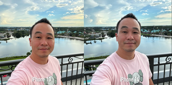 Hình ảnh chụp selfile giữa iPhone 13 và iPhone 14