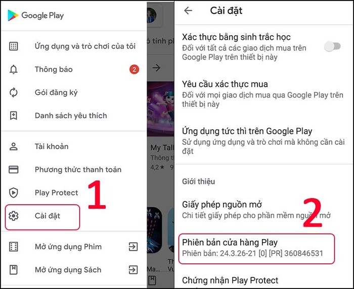 Chọn Phiên bản cửa hàng Play