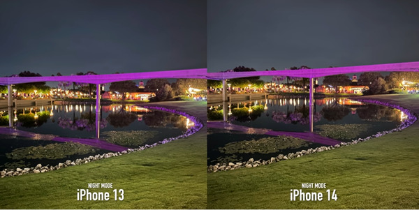 iPhone 14 và iPhone 13 chụp trong điều kiện thiếu sáng