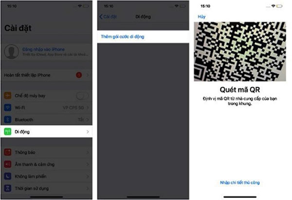 Sử dụng mã QR để kích hoạt eSIM nhanh hơn trong trường hợp bạn chưa liên hệ được với nhà cung cấp