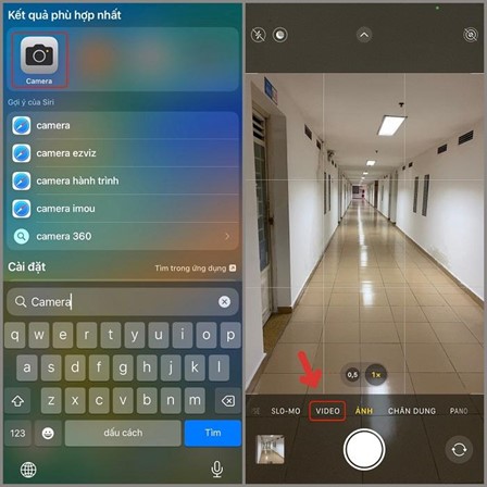 Mở ứng dụng Camera trên iPhone 14 Series rồi chọn sang chế độ Video
