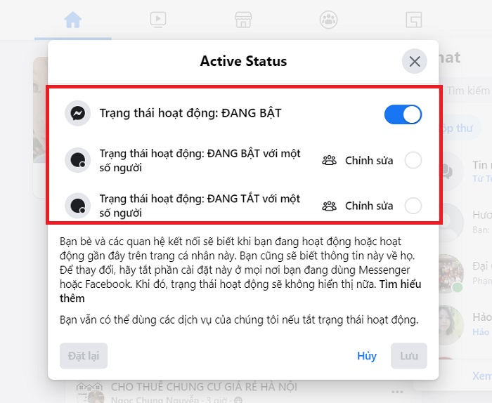 Cách tắt trạng thái online trên Facebook