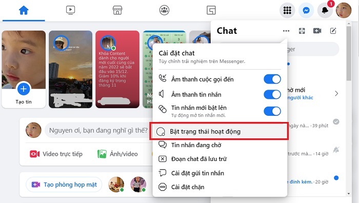 Cách tắt trạng thái online trên Facebook