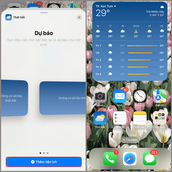 cài đặt thời tiết trên iphone