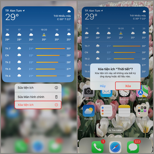 cài đặt thời tiết trên iphone