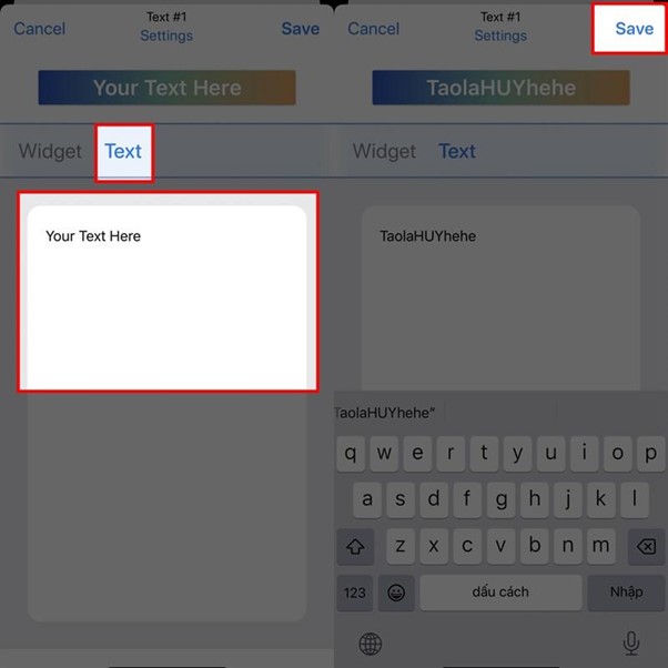 Thêm chữ mong muốn hiện lên màn hình khóa.