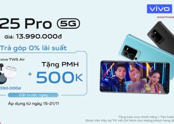 Đặt trước Vivo V25 Pro 5G nhận ngay quà tặng tai nghe sành điệu cùng phiếu mua hàng 500.000đ