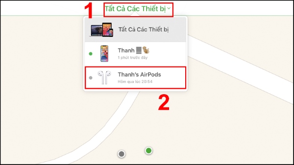 Chọn AirPods trong danh sách các thiết bị có sẵn