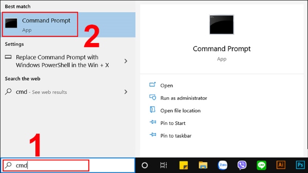 Kiểm tra bằng Command Prompt