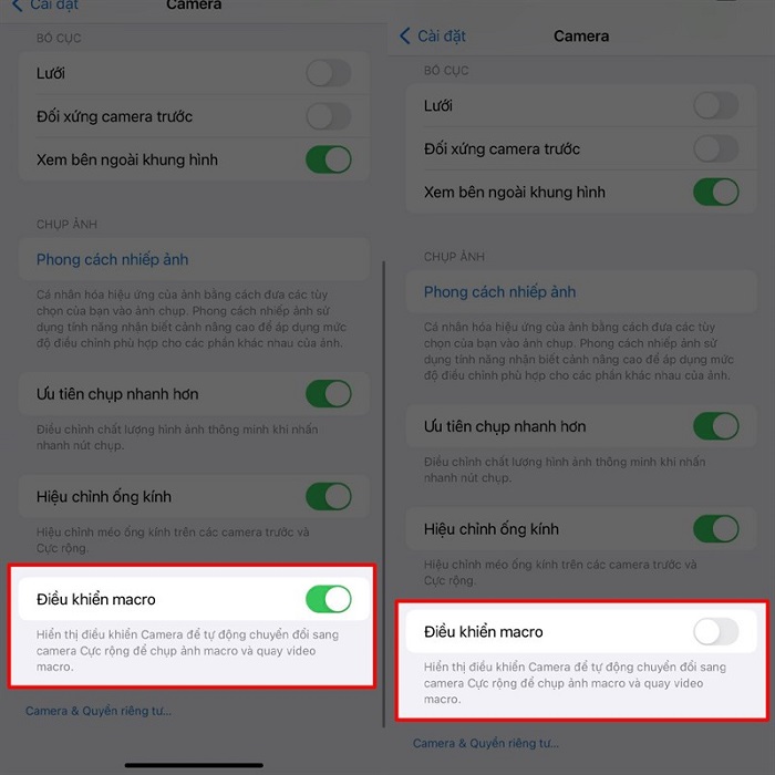 cách tắt Auto Macro trên iPhone 14 series