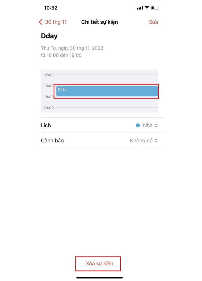 Cách xóa lịch trên iPhone