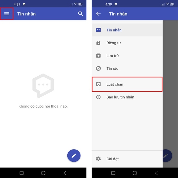chặn tin nhắn rác