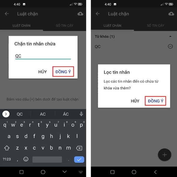chặn tin nhắn rác