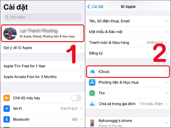 2 điện thoại dùng chung icloud