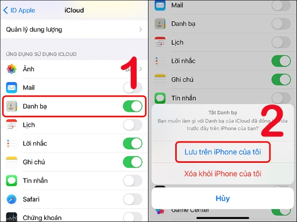 2 điện thoại dùng chung icloud