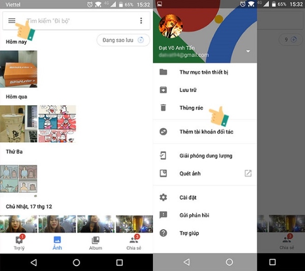 khôi phục ảnh đã xóa vĩnh viễn trên google photo