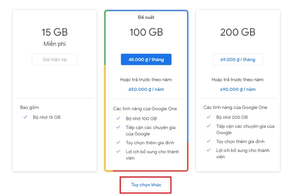 mua dung lượng google photo