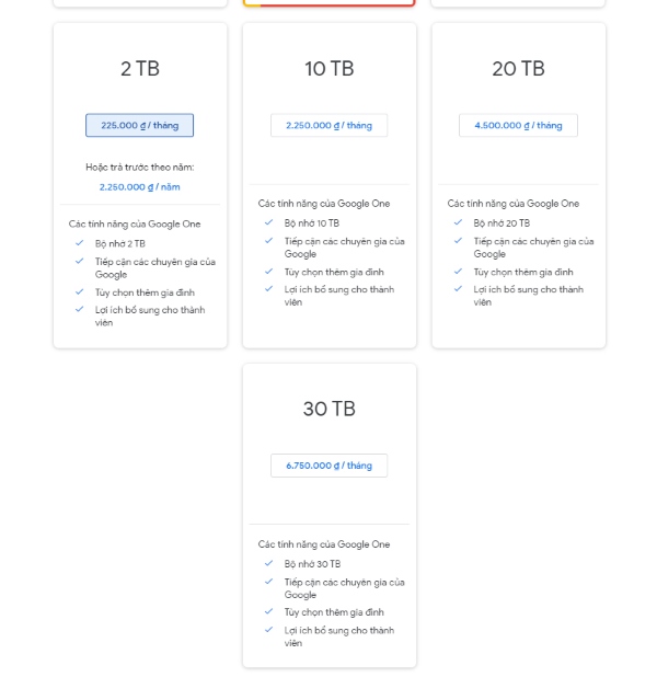 mua dung lượng google photo